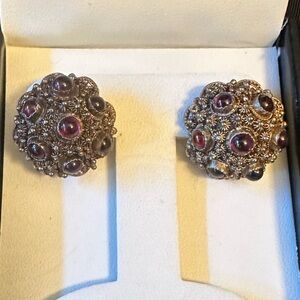 Vintage Garnet/Cabochon Post Earrings